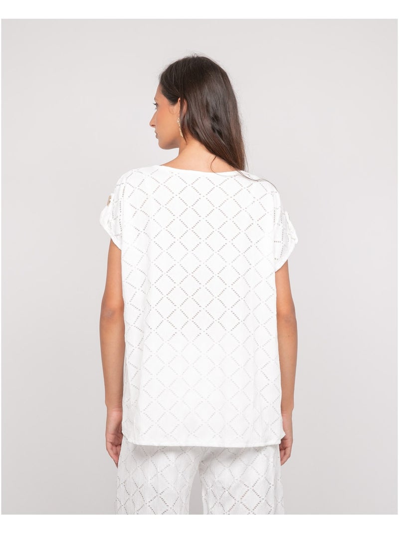 Top traforato a maniche corte FAVEUR Bianco - Kiabi