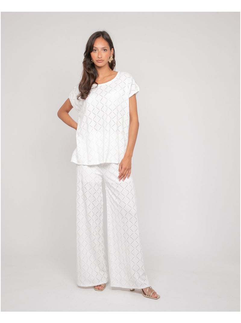 Top traforato a maniche corte FAVEUR Bianco - Kiabi