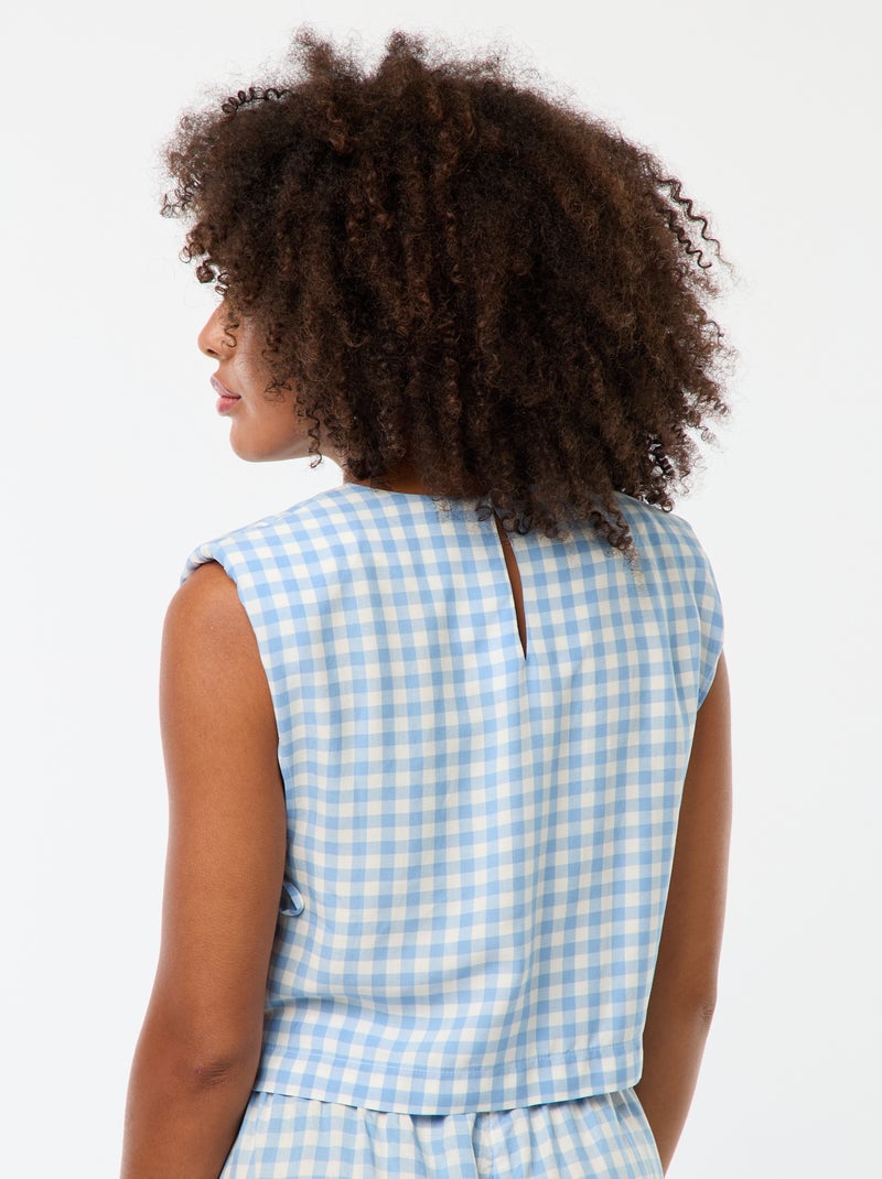 Top vichy con spalline Blu - Kiabi