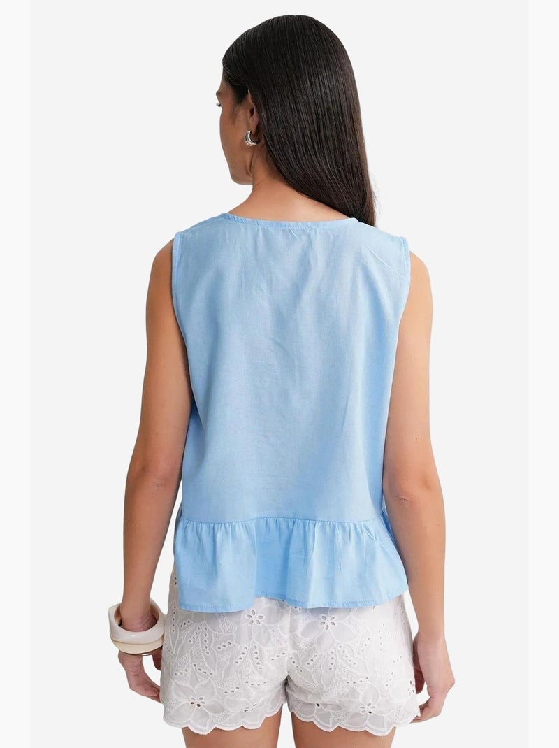 Top volant fiocco davanti mixray Blu chiaro - Kiabi