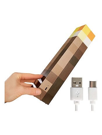 Torcia LED ricaricabile USB – 4 colori + supporto da parete "Roba" – Minecraft