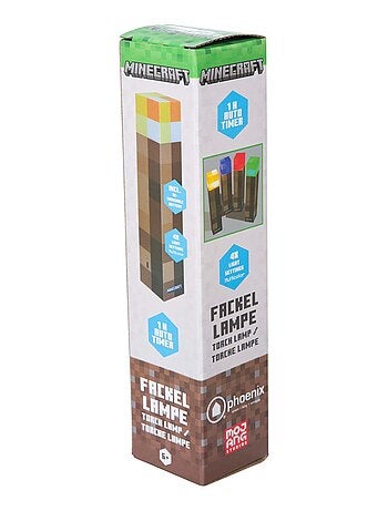 Torcia LED ricaricabile USB – 4 colori + supporto da parete "Roba" – Minecraft