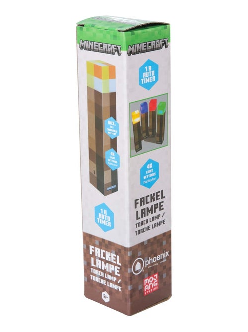 Torcia LED ricaricabile USB – 4 colori + supporto da parete "Roba" – Minecraft - Kiabi