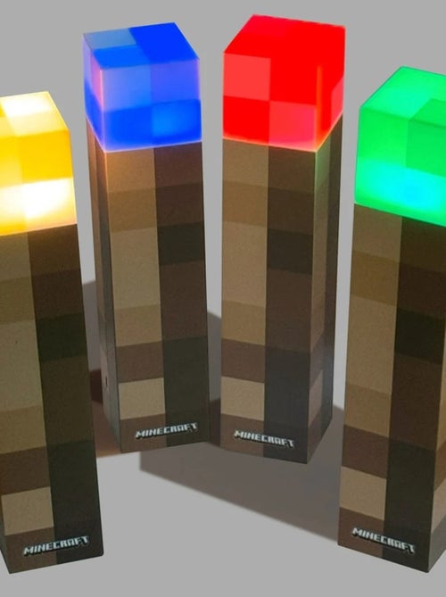 Torcia LED ricaricabile USB – 4 colori + supporto da parete "Roba" – Minecraft - Kiabi