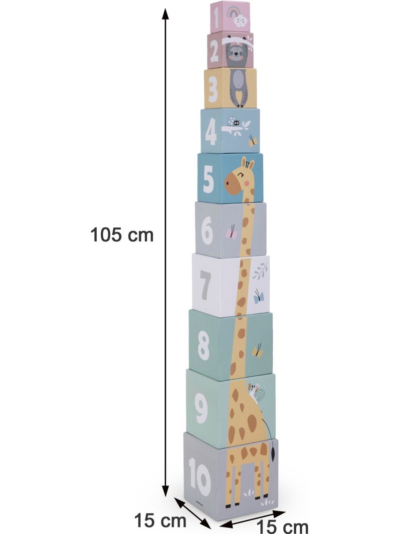 Torre da impilare 10 cubi animali numeri giocattolo apprendimento mamabrum N/D - Kiabi