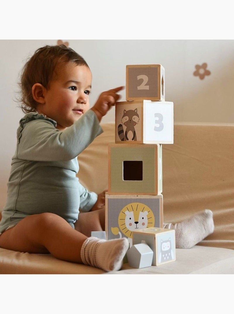 Torre da impilare legno bambini incastro forme numeri mamabrum N/D - Kiabi