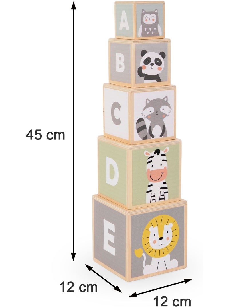 Torre da impilare legno bambini incastro forme numeri mamabrum N/D - Kiabi