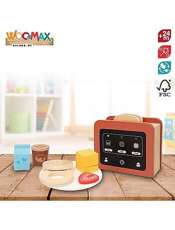 Tostapane giocattolo in legno con 8 accessori WOOMAX