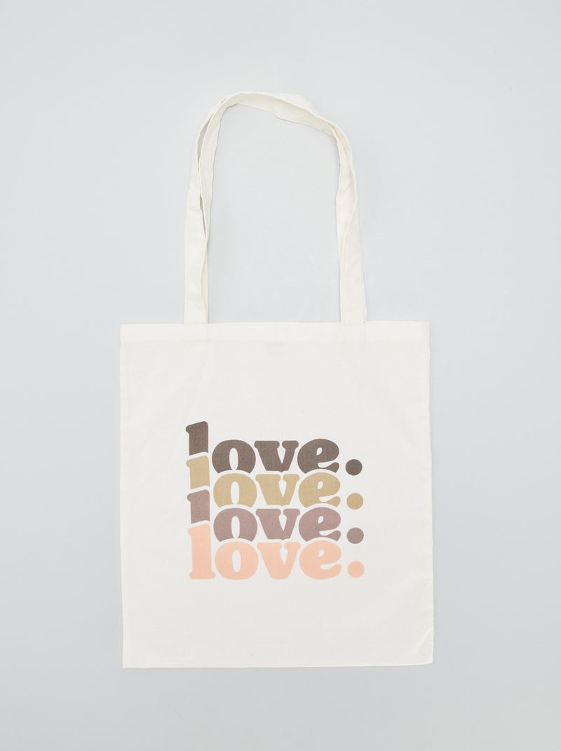 Tote bag scritta 'love' BIANCO - Kiabi