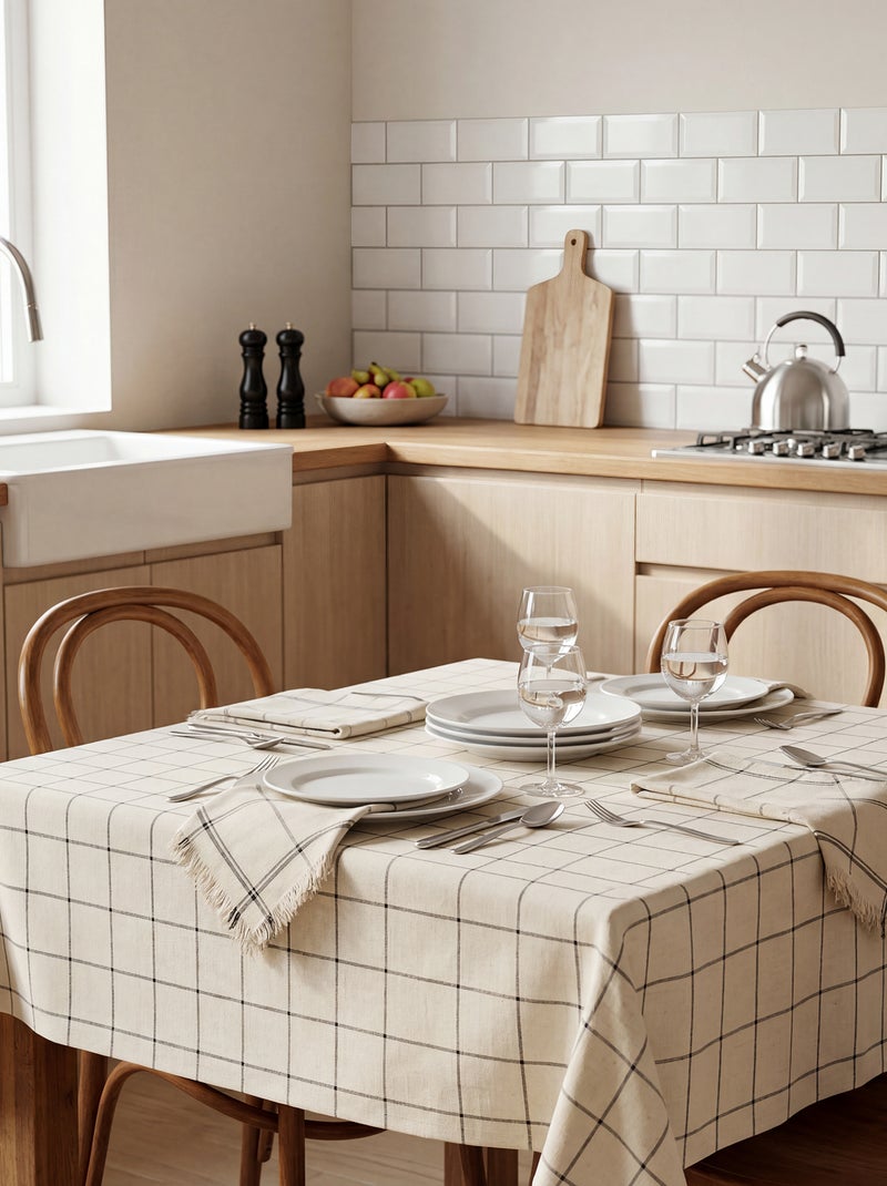 Tovaglia a quadri 150x250 cm NERO - Kiabi