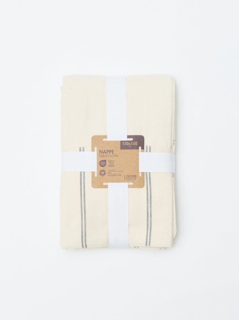 Tovaglia a righe in cotone (150x150 cm) - Kiabi Home Beige - Kiabi
