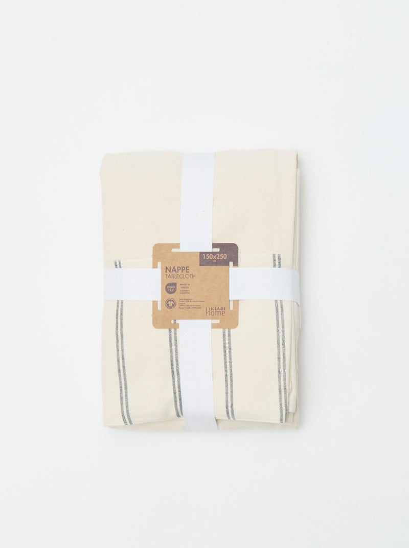 Tovaglia a righe in cotone (150x250 cm) - Kiabi Home Beige - Kiabi