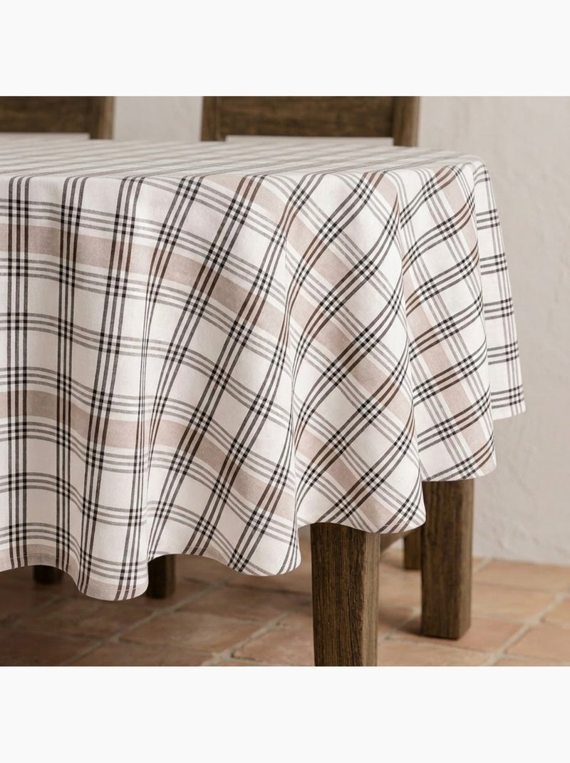 Tovaglia antimacchia a quadri e righe multiple combinate, tatto e caduta naturale - Gamusi. Nero Beige - Kiabi