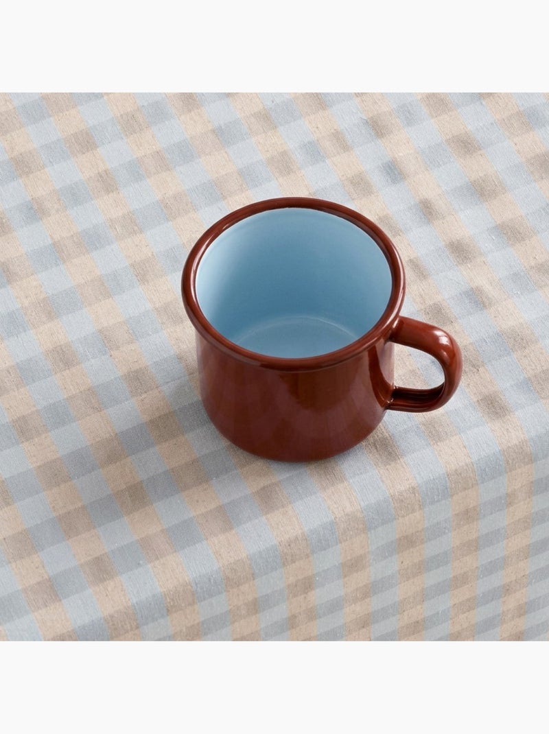 Tovaglia antimacchia a quadri vichy. Miscela di cotone e lino tessuto, effetto naturale - Gamusi. Blu azzurro - Kiabi