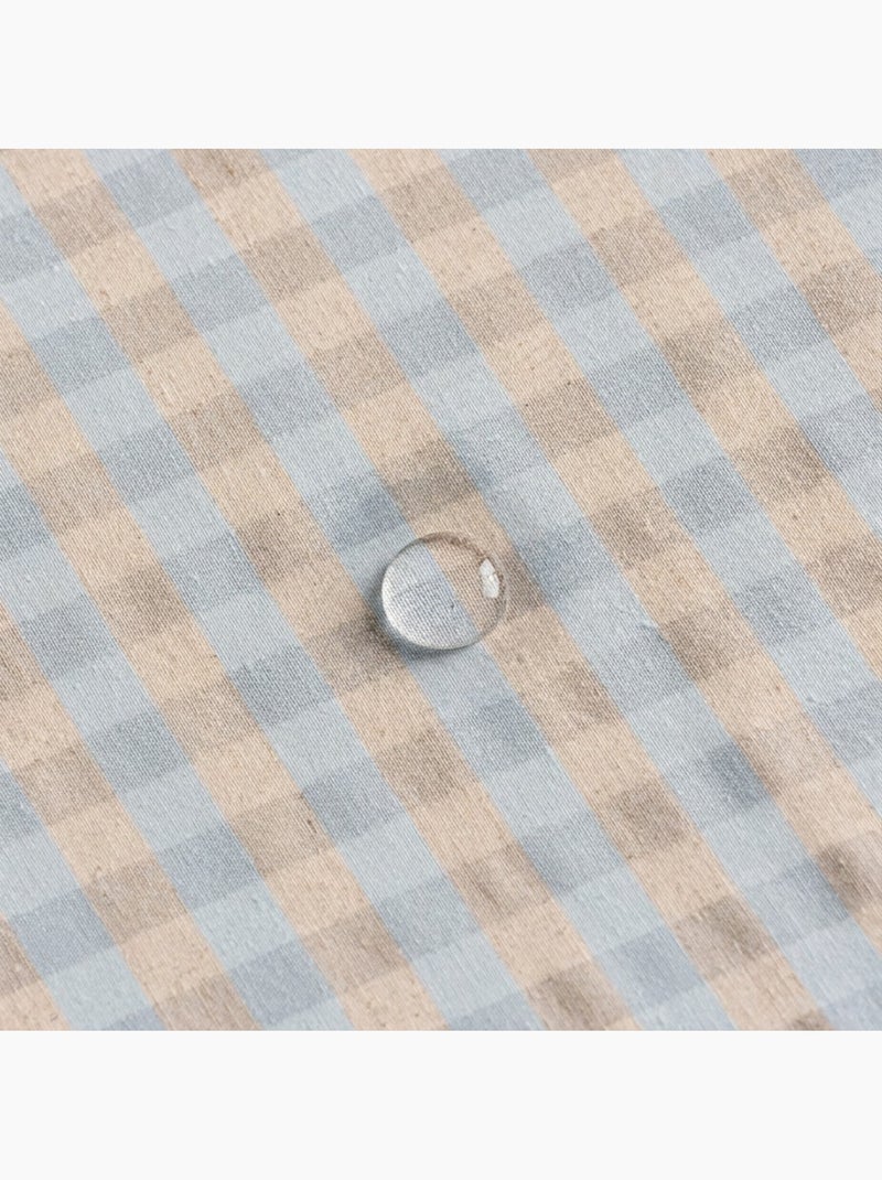 Tovaglia antimacchia a quadri vichy. Miscela di cotone e lino tessuto, effetto naturale - Gamusi. Blu azzurro - Kiabi