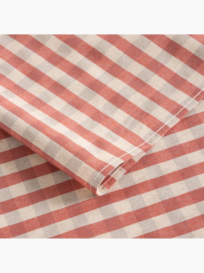 Tovaglia antimacchia a quadri vichy. Miscela di cotone e lino tessuto, effetto naturale - Gamusi. Rosso - Kiabi