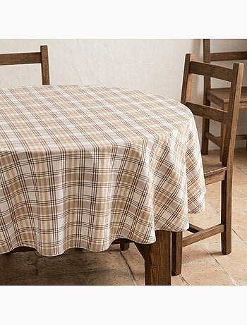 Tovaglia antimacchia con motivo tartan, tatto e caduta naturale - Gamusi.