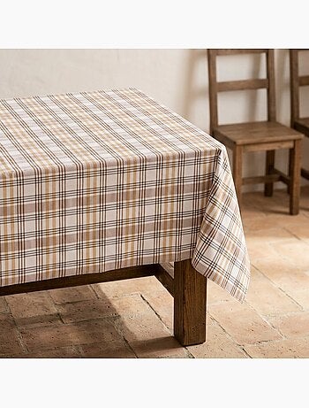 Tovaglia antimacchia con motivo tartan, tatto e caduta naturale - Gamusi.