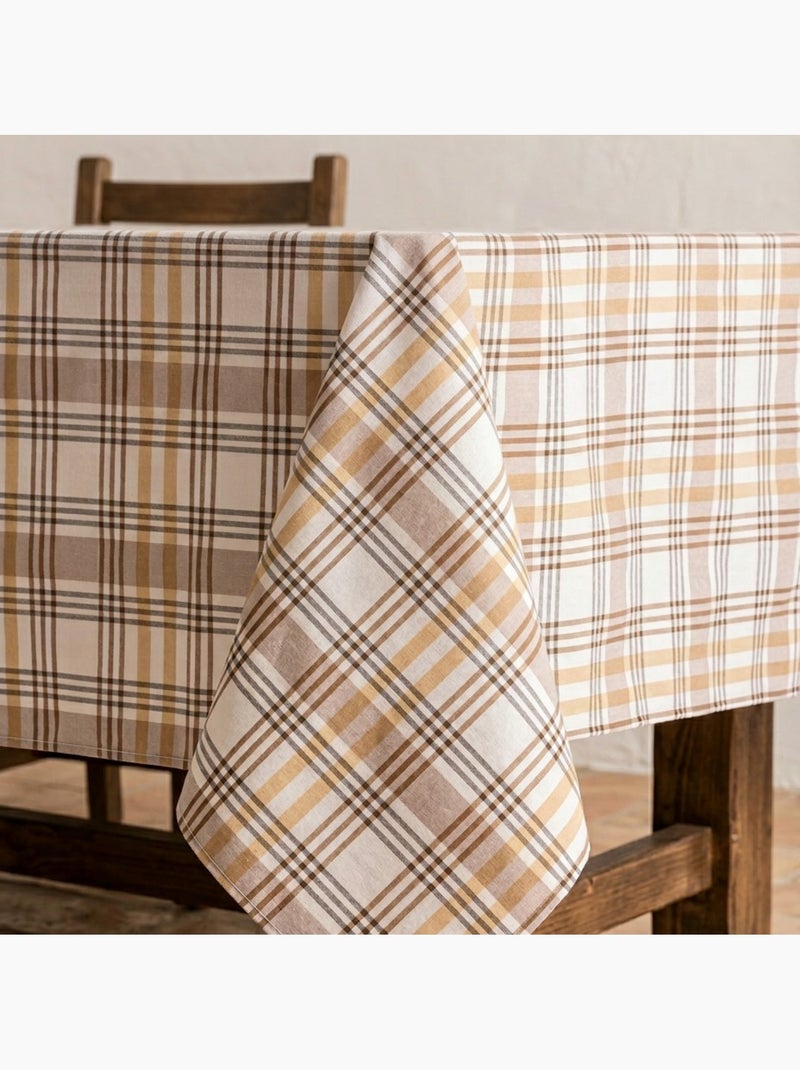 Tovaglia antimacchia con motivo tartan, tatto e caduta naturale - Gamusi. Beige - Kiabi