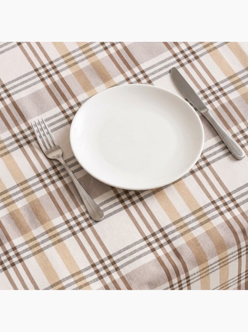 Tovaglia antimacchia con motivo tartan, tatto e caduta naturale - Gamusi. Beige - Kiabi