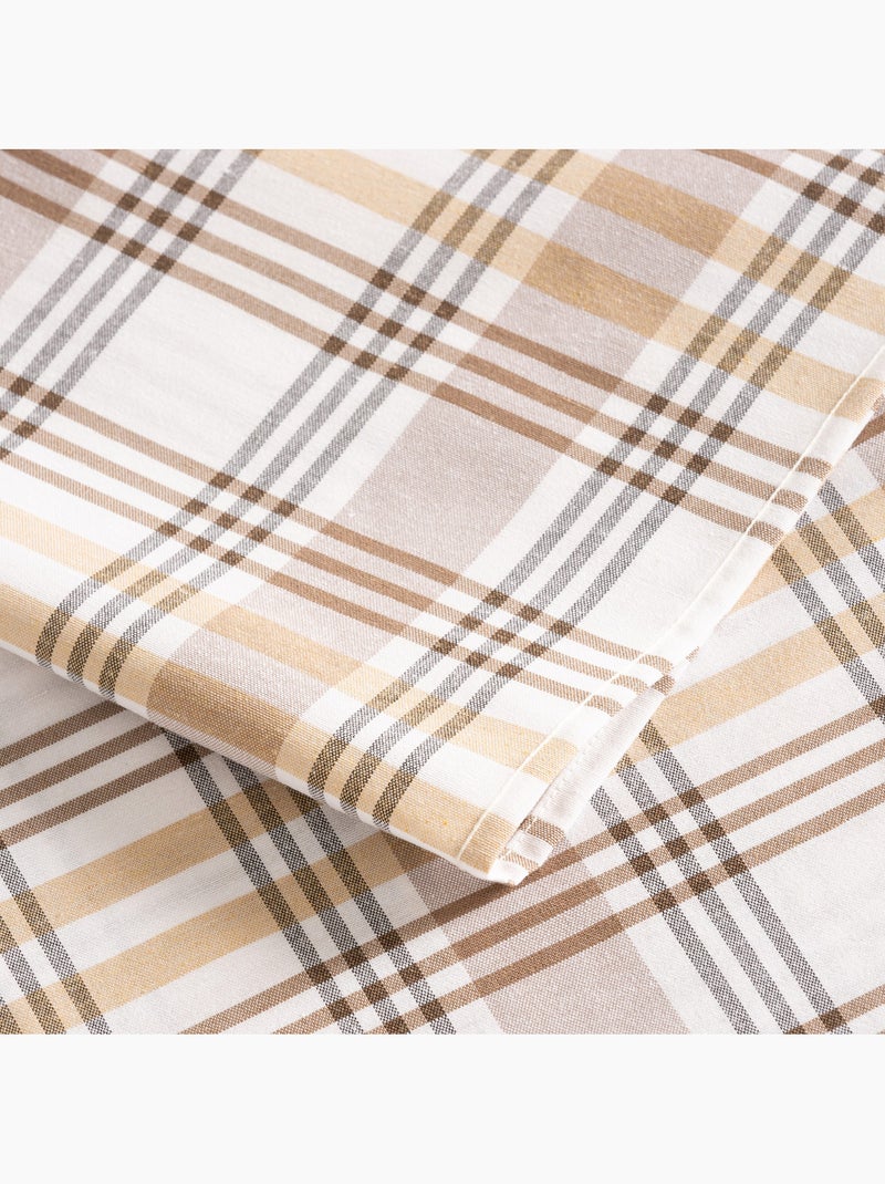 Tovaglia antimacchia con motivo tartan, tatto e caduta naturale - Gamusi. Beige - Kiabi