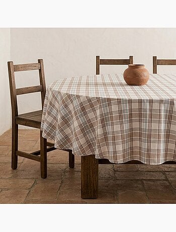 Tovaglia antimacchia con motivo tartan, tatto e caduta naturale - Gamusi.