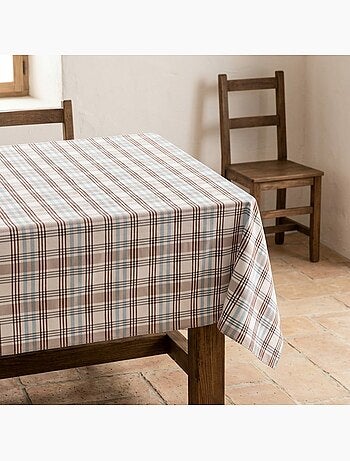 Tovaglia antimacchia con motivo tartan, tatto e caduta naturale - Gamusi.