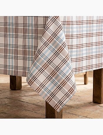 Tovaglia antimacchia con motivo tartan, tatto e caduta naturale - Gamusi.