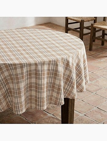 Tovaglia antimacchia con motivo tartan, tatto e caduta naturale - Gamusi.