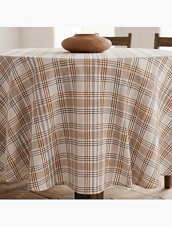 Tovaglia antimacchia con motivo tartan, tatto e caduta naturale - Gamusi.
