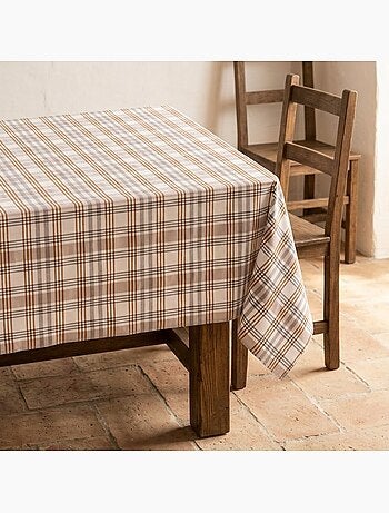 Tovaglia antimacchia con motivo tartan, tatto e caduta naturale - Gamusi.