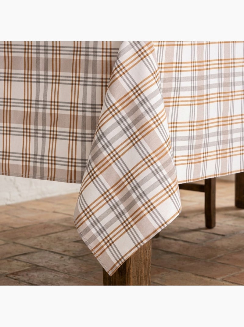 Tovaglia antimacchia con motivo tartan, tatto e caduta naturale - Gamusi. Cammello - Kiabi