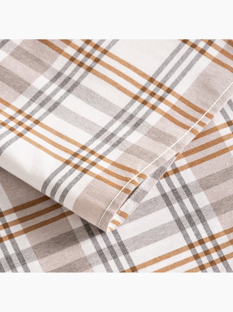 Tovaglia antimacchia con motivo tartan, tatto e caduta naturale - Gamusi. Cammello - Kiabi