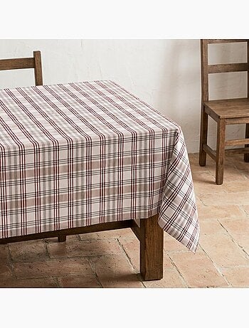 Tovaglia antimacchia con motivo tartan, tatto e caduta naturale - Gamusi.