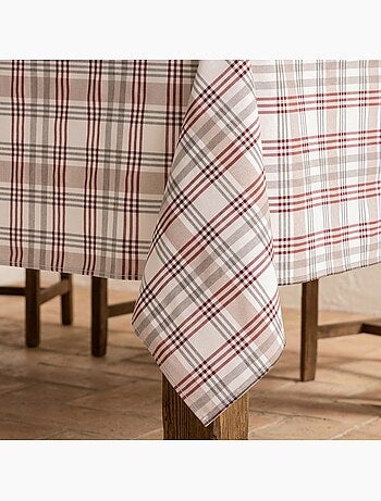 Tovaglia antimacchia con motivo tartan, tatto e caduta naturale - Gamusi.