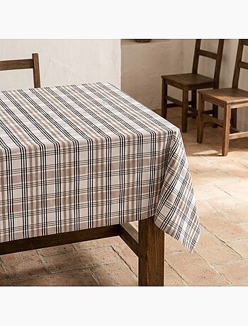 Tovaglia antimacchia con motivo tartan, tatto e caduta naturale - Gamusi.