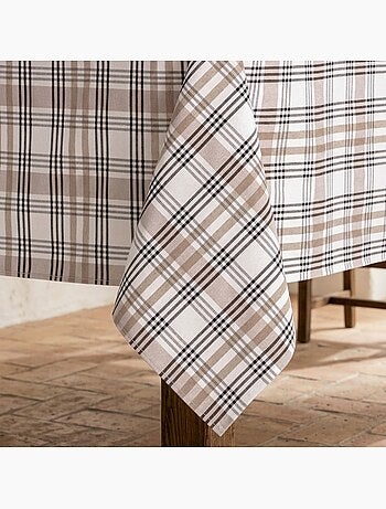 Tovaglia antimacchia con motivo tartan, tatto e caduta naturale - Gamusi.