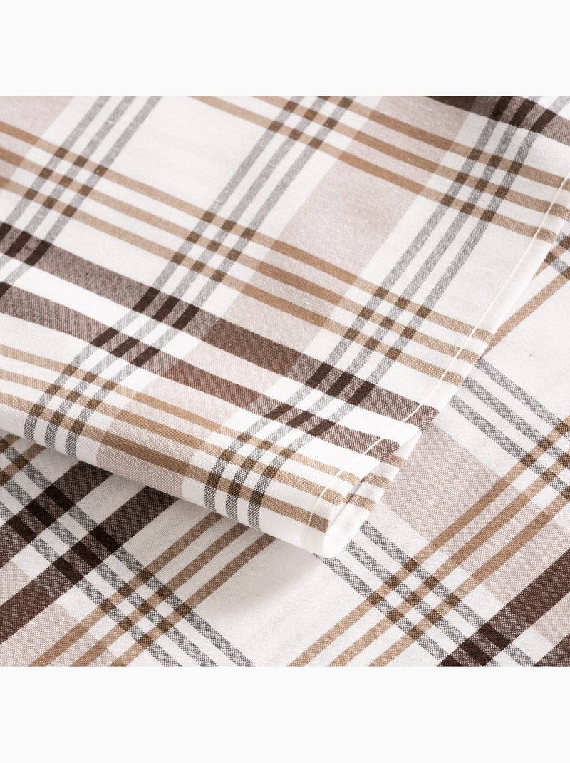 Tovaglia antimacchia con motivo tartan, tatto e caduta naturale - Gamusi. Marrone cioccolato - Kiabi