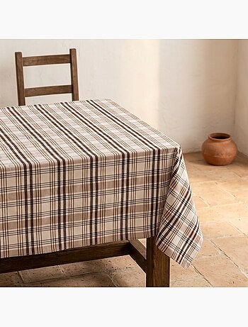 Tovaglia antimacchia con motivo tartan, tatto e caduta naturale - Gamusi.