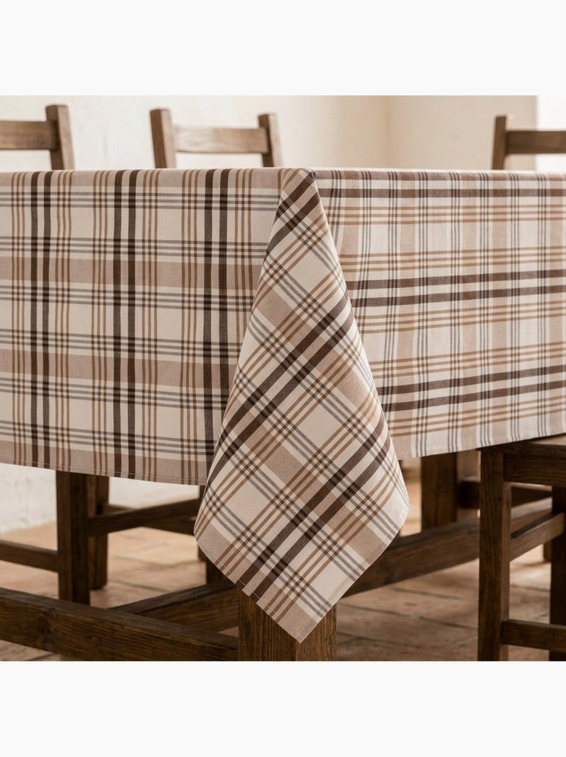Tovaglia antimacchia con motivo tartan, tatto e caduta naturale - Gamusi. Marrone cioccolato - Kiabi
