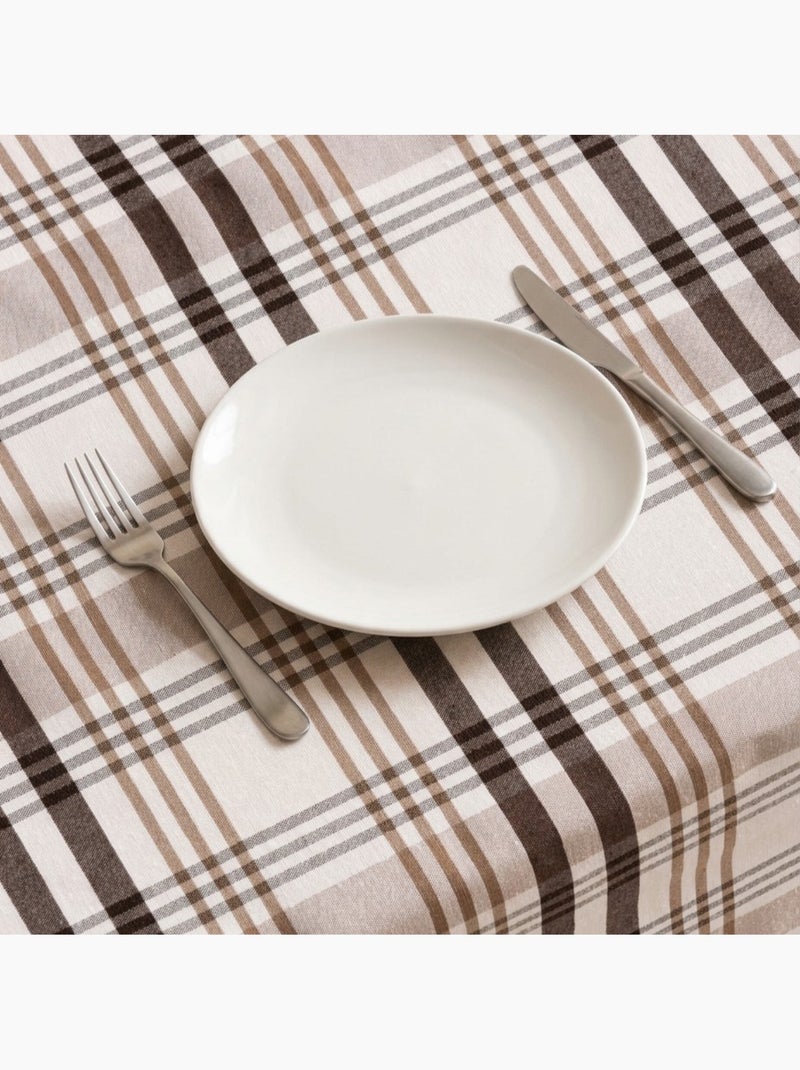 Tovaglia antimacchia con motivo tartan, tatto e caduta naturale - Gamusi. Marrone cioccolato - Kiabi