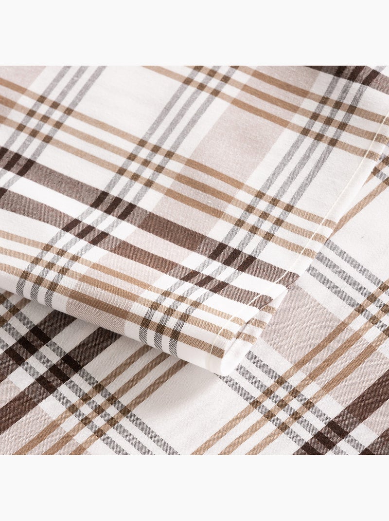 Tovaglia antimacchia con motivo tartan, tatto e caduta naturale - Gamusi. Marrone cioccolato - Kiabi