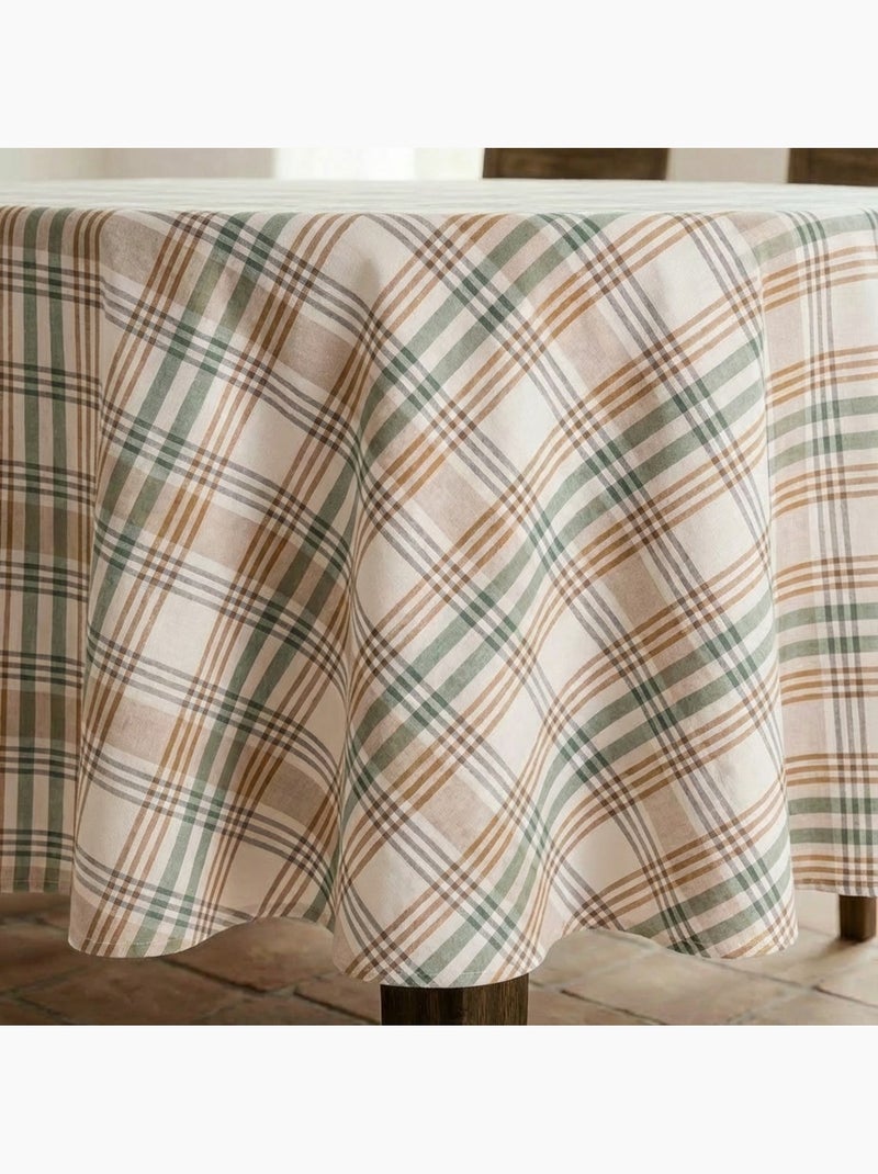 Tovaglia antimacchia con motivo tartan, tatto e caduta naturale - Gamusi. Verde acqua - Kiabi