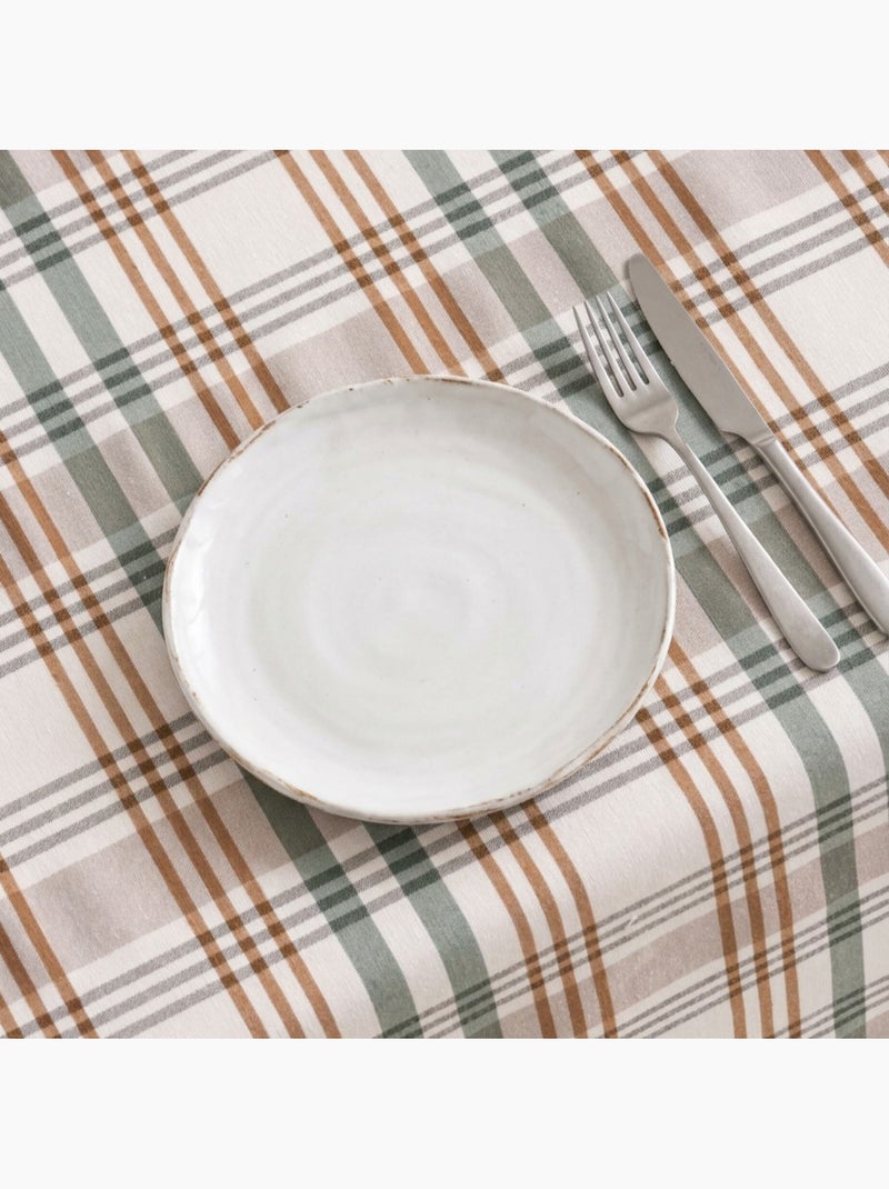 Tovaglia antimacchia con motivo tartan, tatto e caduta naturale - Gamusi. Verde acqua - Kiabi