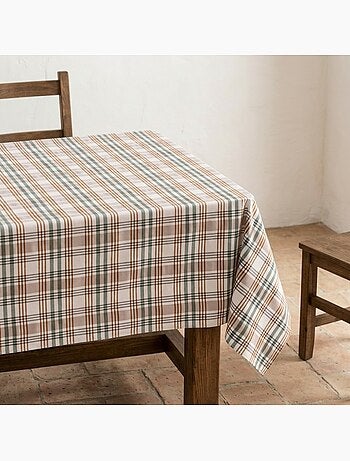 Tovaglia antimacchia con motivo tartan, tatto e caduta naturale - Gamusi.