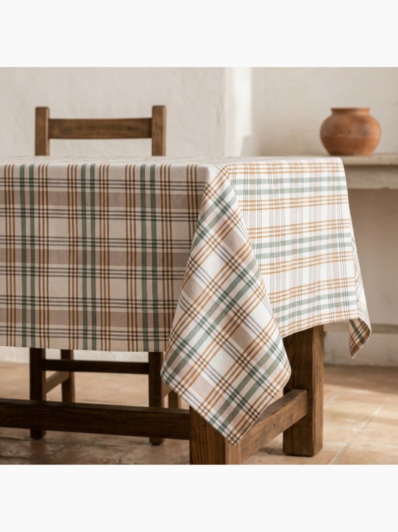 Tovaglia antimacchia con motivo tartan, tatto e caduta naturale - Gamusi. Verde acqua - Kiabi