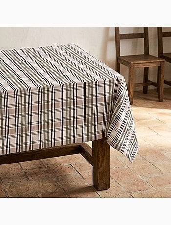 Tovaglia antimacchia con motivo tartan, tatto e caduta naturale - Gamusi.