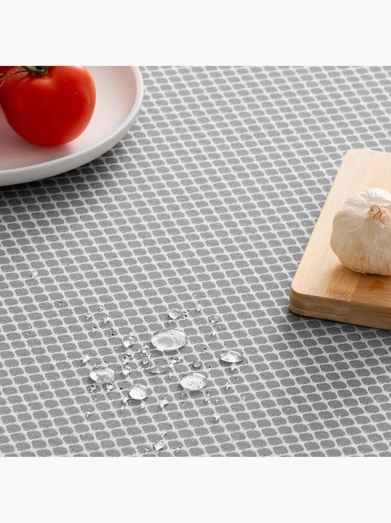 Tovaglia antimacchia con tessuto strutturato, motivo a quadretti a griglia - Gamusi. Grigio antracite - Kiabi