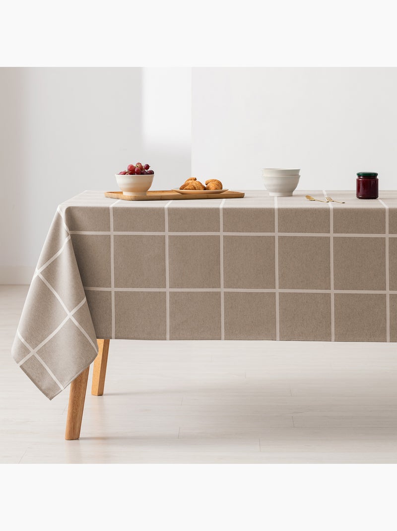 Tovaglia antimacchia con tessuto strutturato, motivo a quadri grandi - Gamusi. Beige - Kiabi