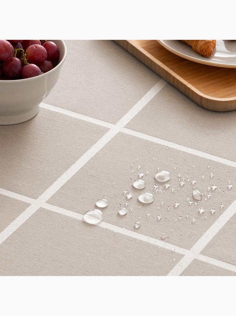 Tovaglia antimacchia con tessuto strutturato, motivo a quadri grandi - Gamusi. Beige - Kiabi